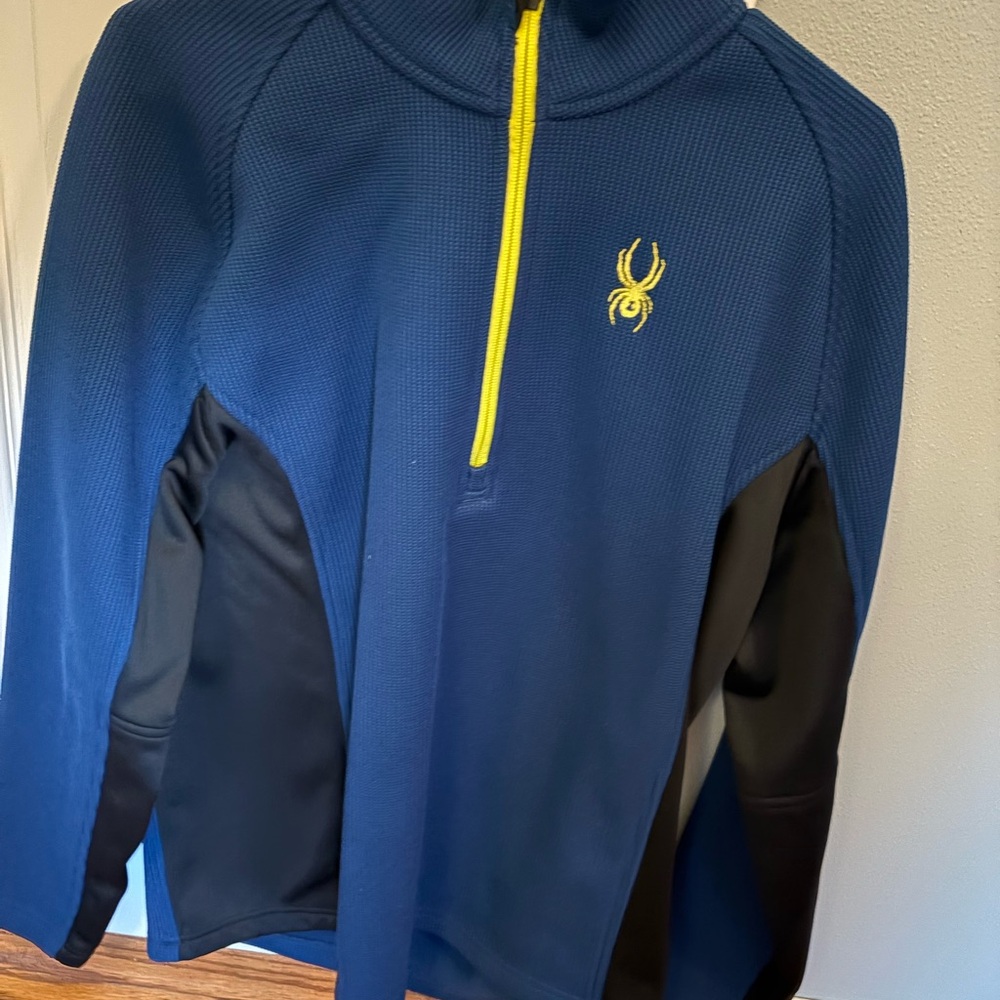 Spyder Blue and Gray Pullover with Yellow Detail